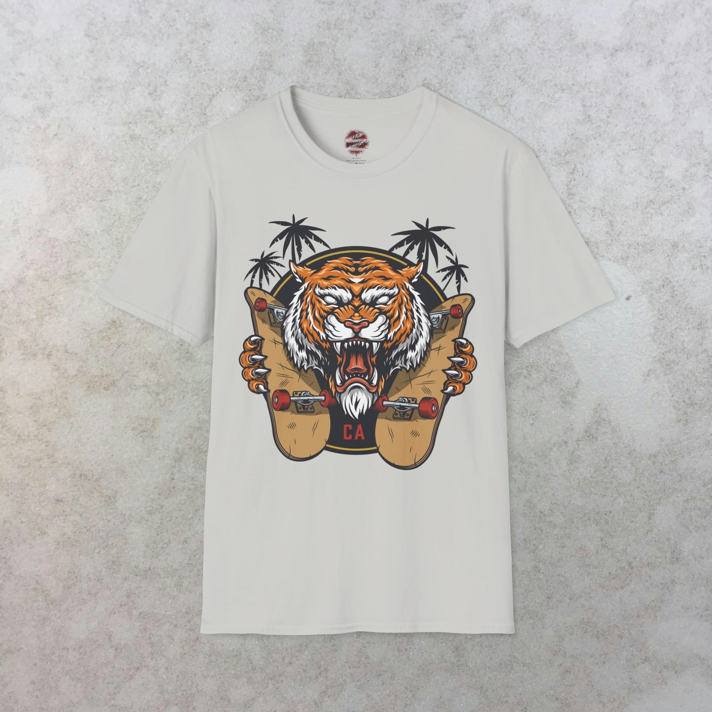 California Roar: The Skateboarding Tiger T-Shirt