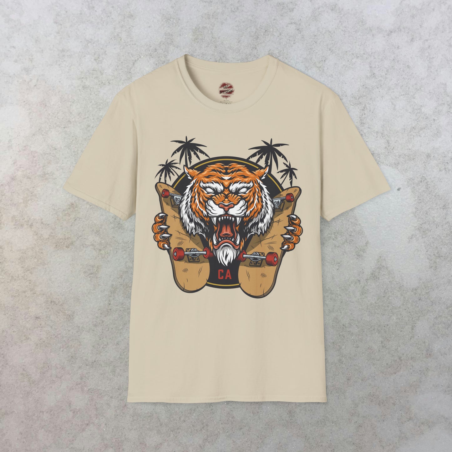 California Roar: The Skateboarding Tiger T-Shirt