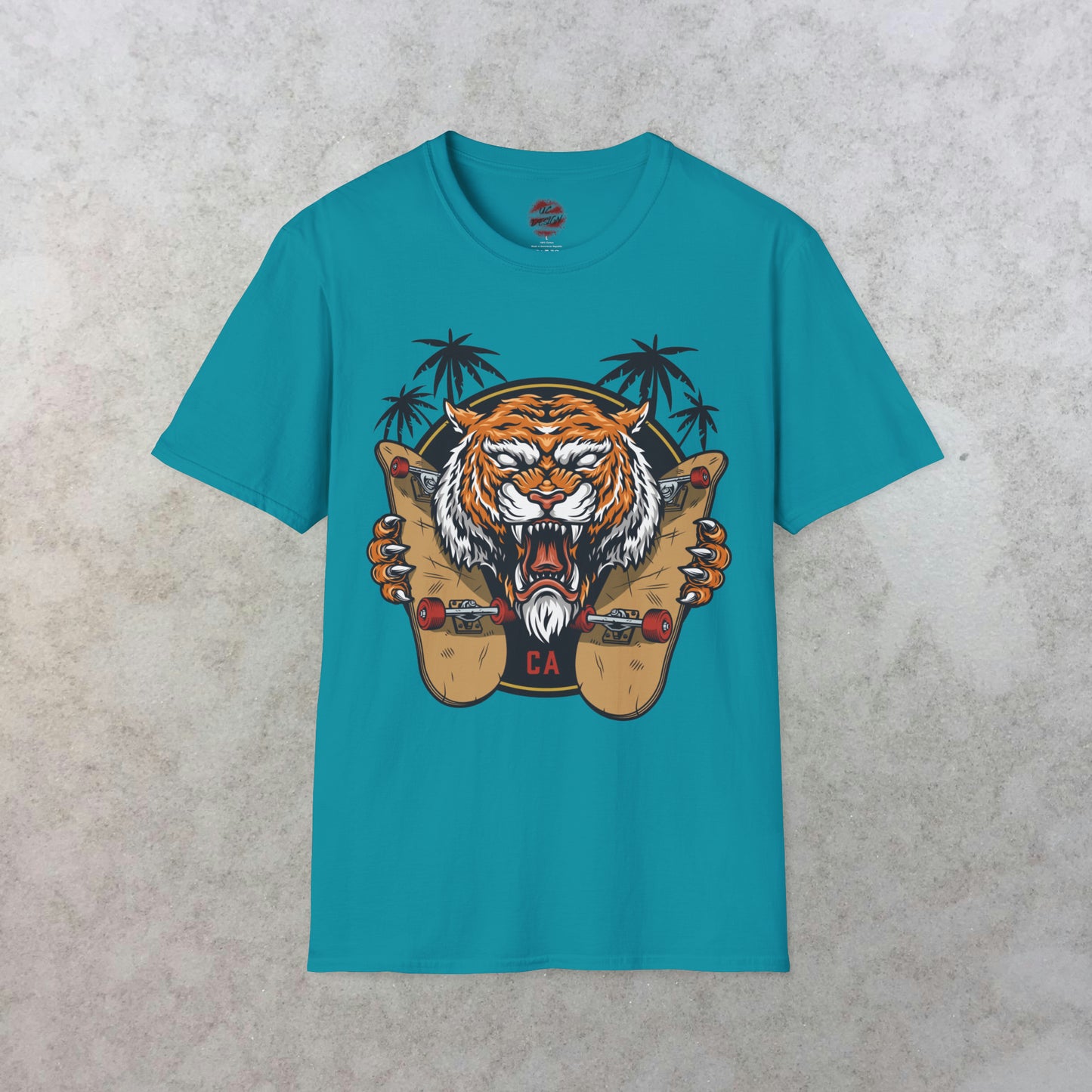 California Roar: The Skateboarding Tiger T-Shirt